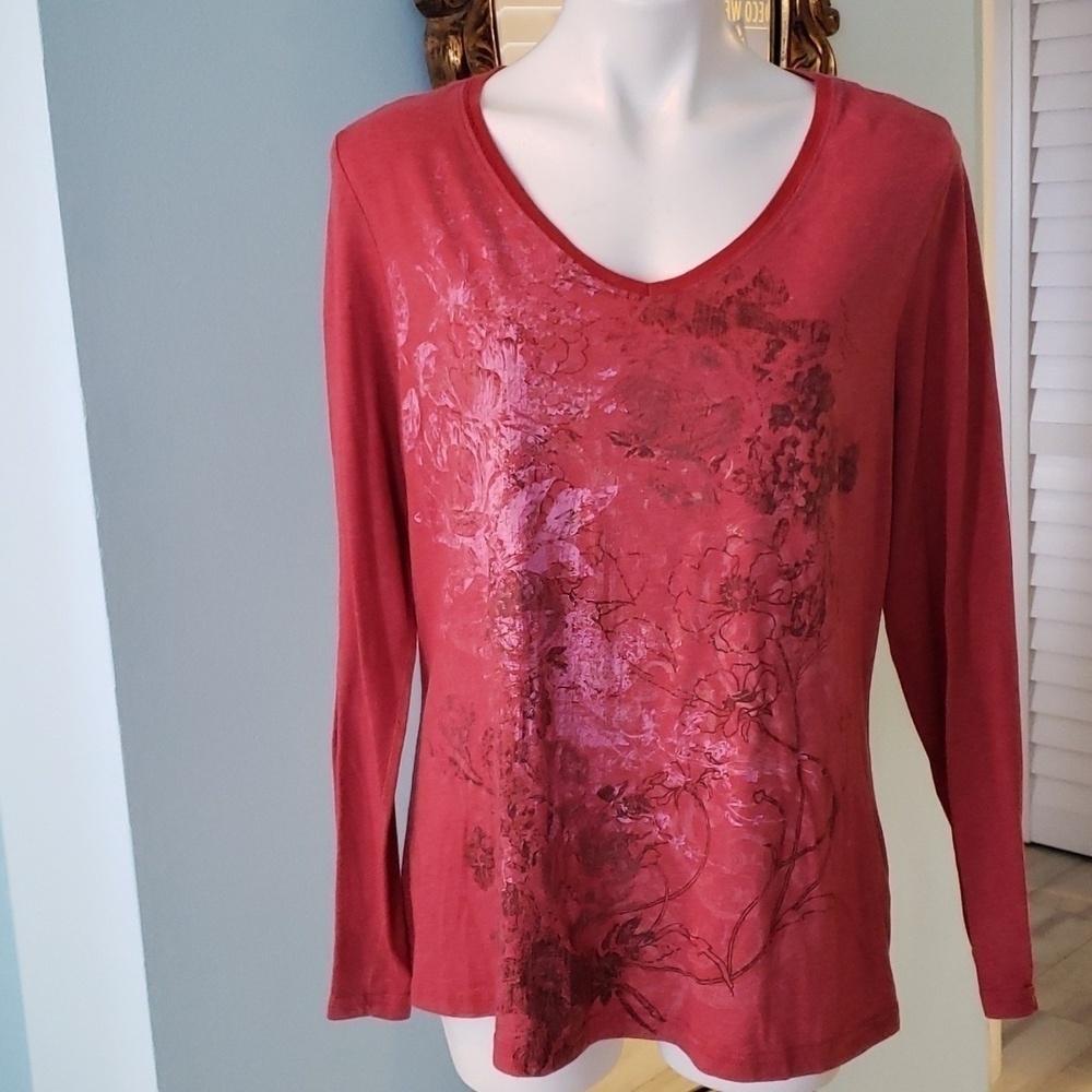 Venezia Long Sleeve V Neck Top Vintage Look